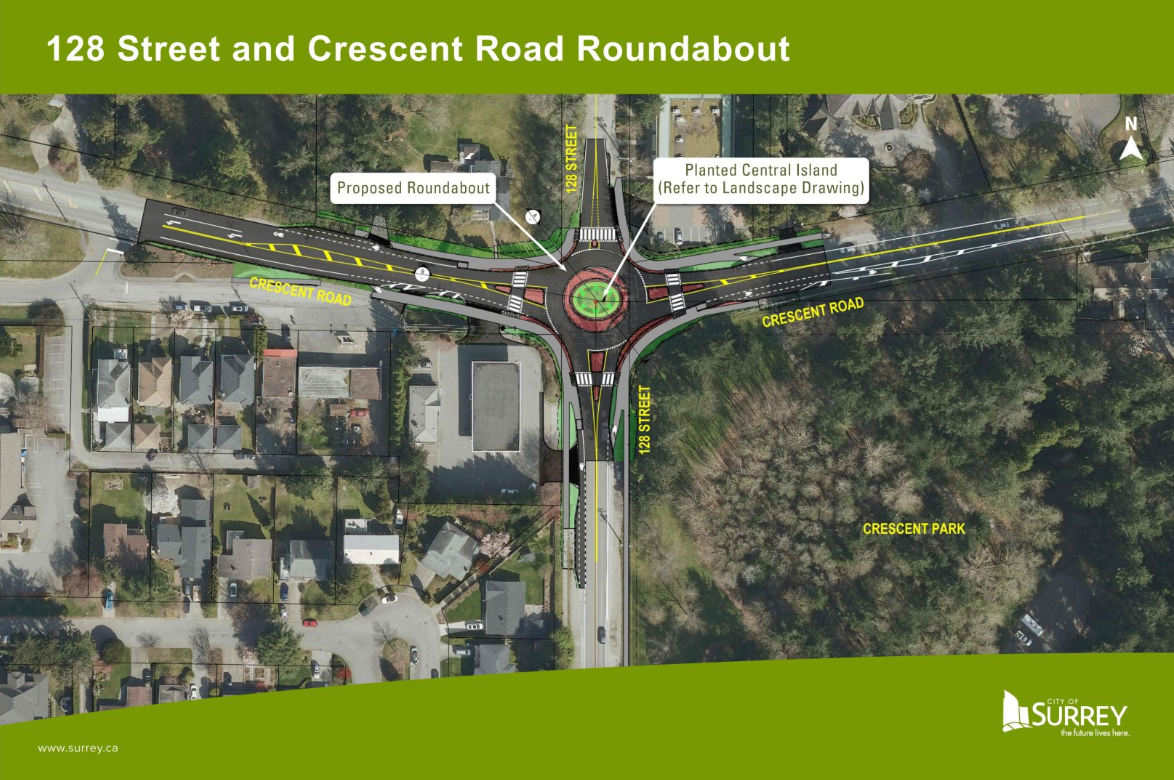 Roundabout Coming to Crescent Road and 128 St in Surrey: Enhancing Traffic and Real Estate Opportunities