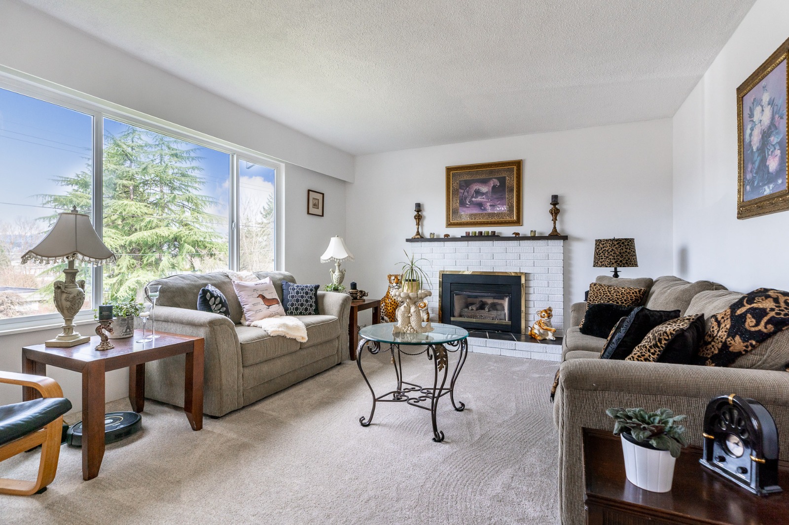 Panoramic Fraser River and mountain views from living room window at 13414 113 Ave