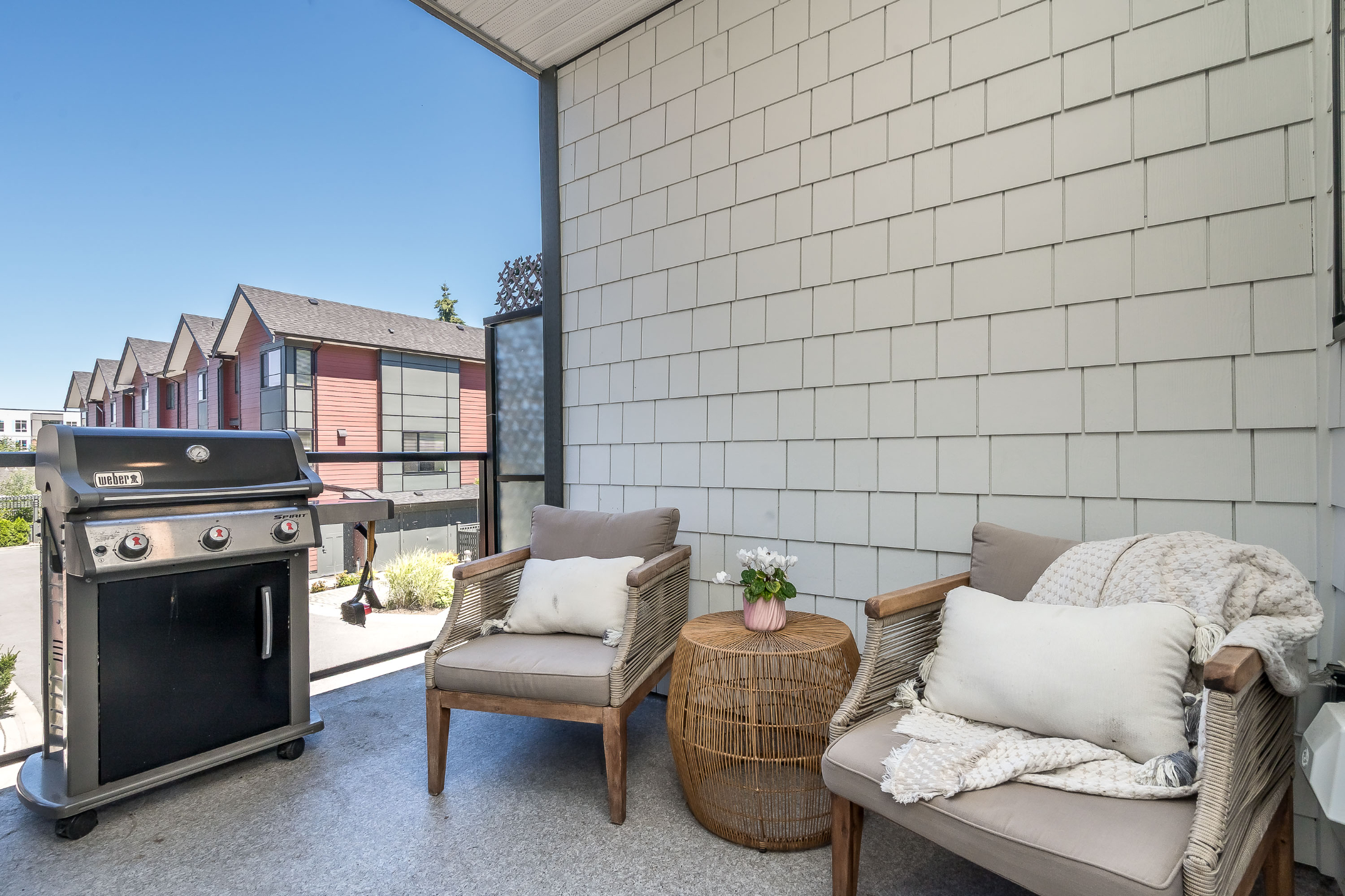 Double garage interior with EV charging at Mayfair townhomes, Langley BC