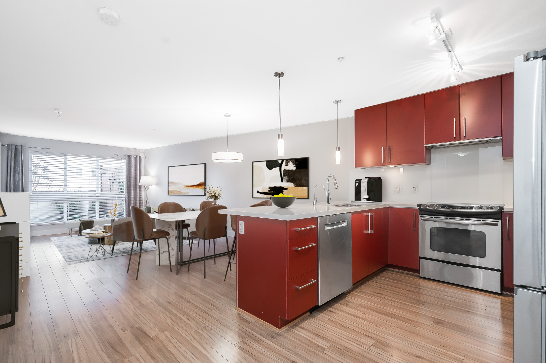 Interior of a 2-bedroom condo at Morgan Crossing, 15735 Croydon Drive, South Surrey BC